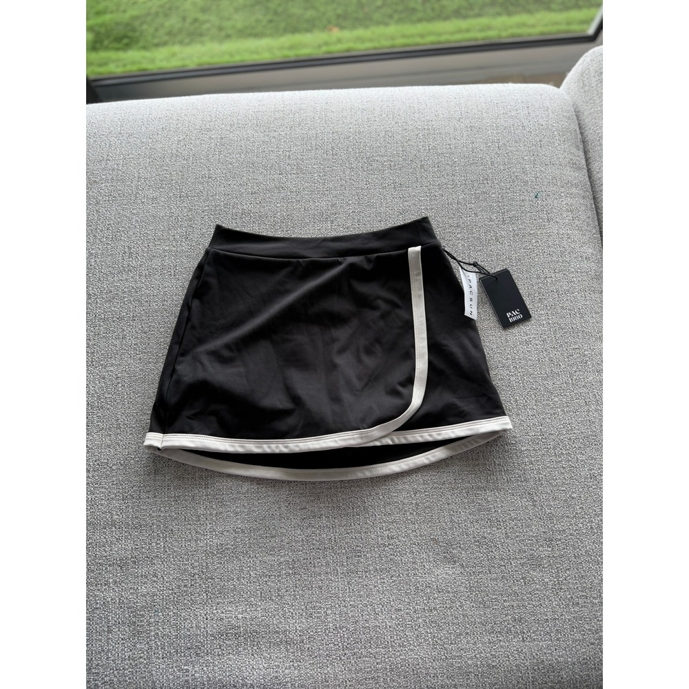 PacSun PAC 1980 Women Black Active Tennis Skort White Trim Size S NWT